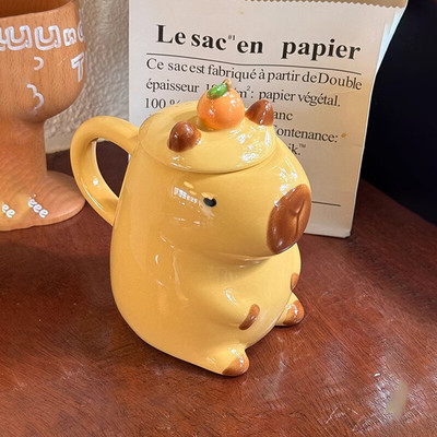 可爱卡皮巴拉水杯水豚马克杯陶瓷