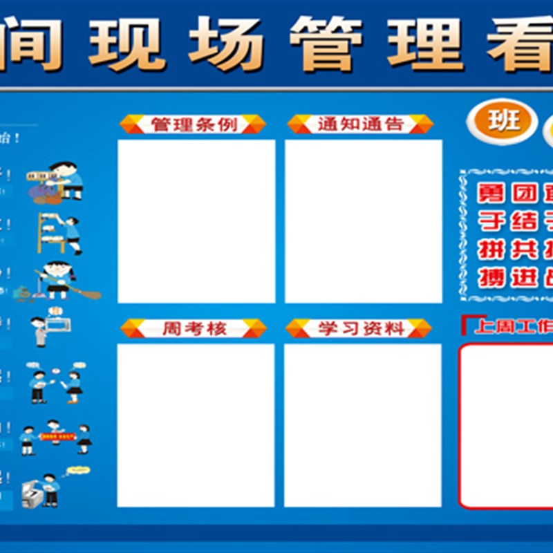 车间现场管理看板车间公告栏 7S宣传 6s展板 安全挂图 安全标语