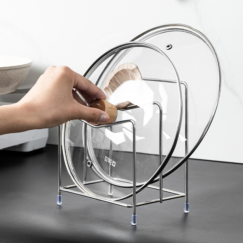 锅盖架不锈钢台面坐式砧菜板收纳z层架立式免打孔家用厨房置物架