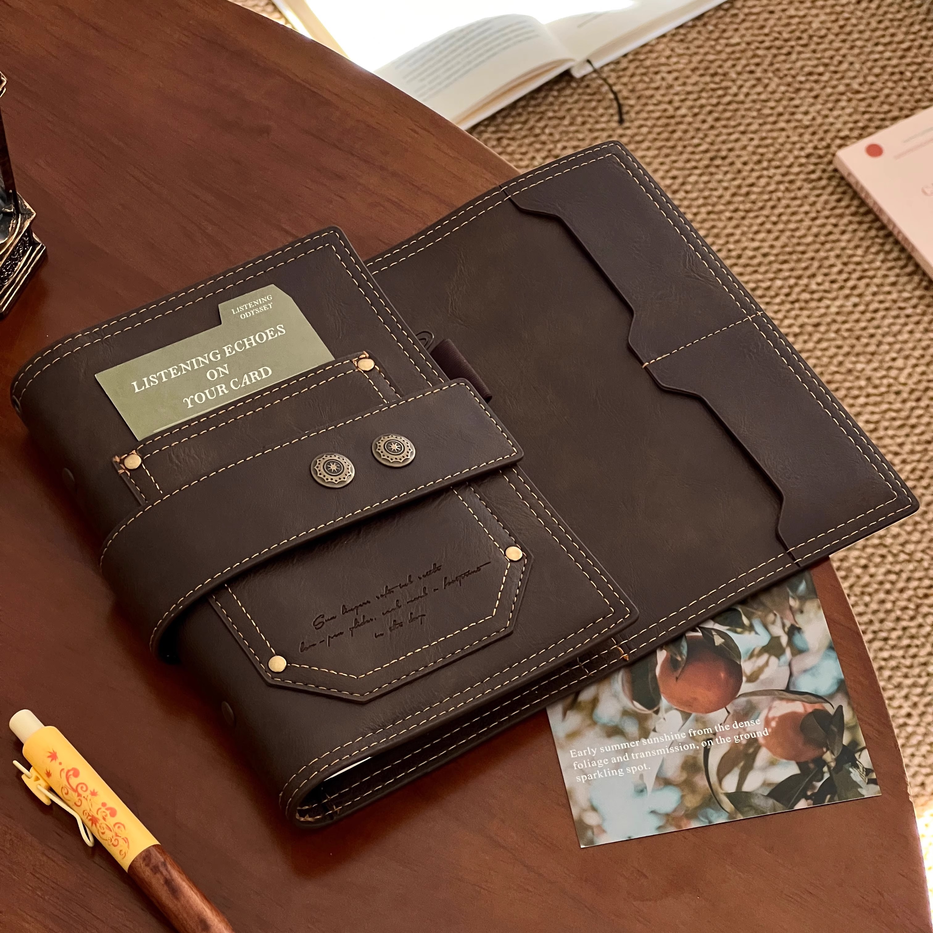 复古a6皮质活页手账本高颜值