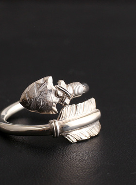 手工制作 FA一休高桥吾郎风格92L5纯银弓箭戒指 指环