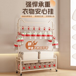 卧室落地阳台家用l晾衣杆架金属衣帽架柜房间收纳置物架子挂衣神
