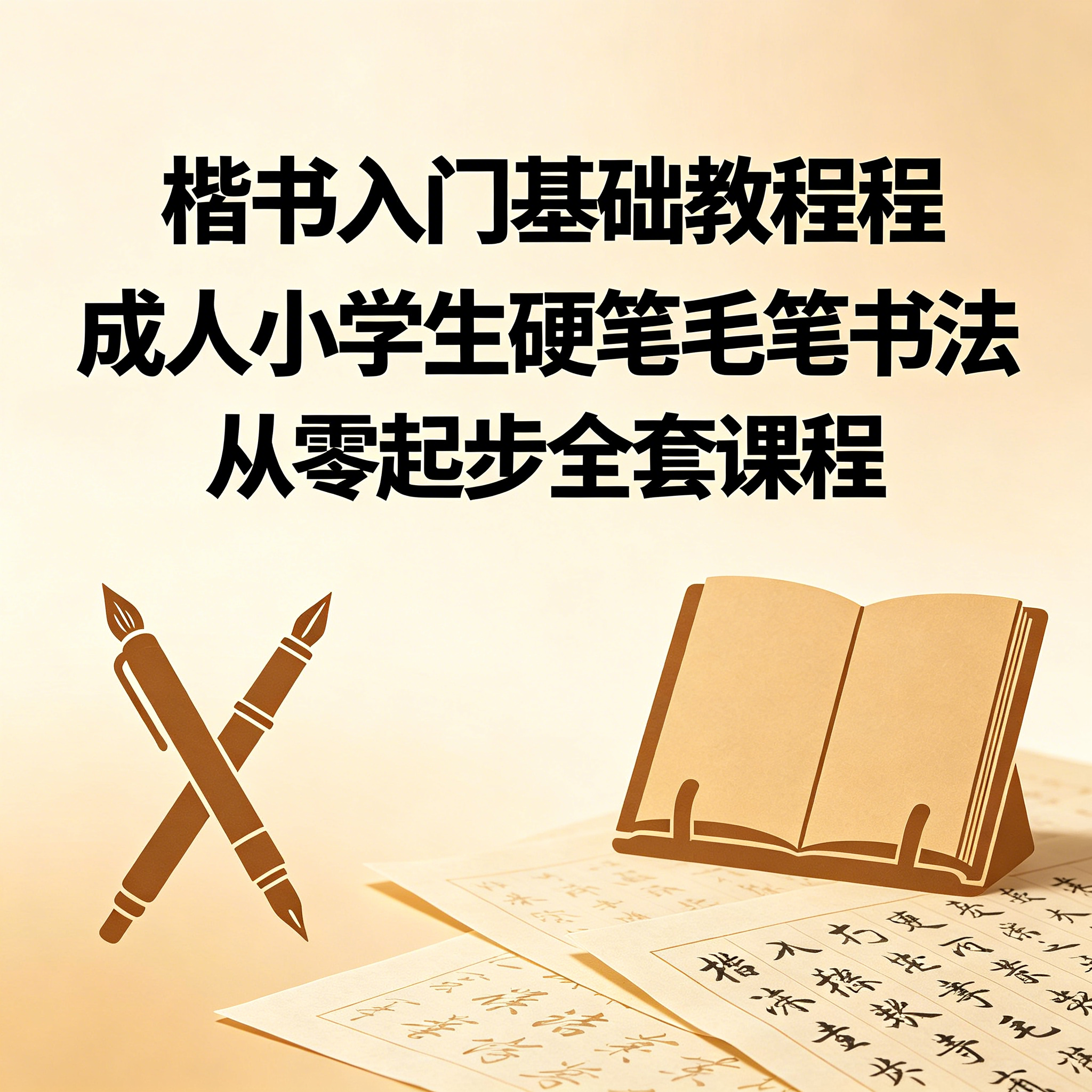楷书入门基础教程成人小学生硬笔毛笔书法从零起步全套课程