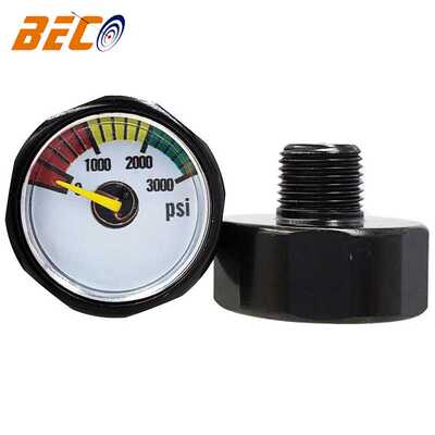 25mm黑色外壳小型高压表3000psi 20MPA高压小表轴向1/8螺纹微型表