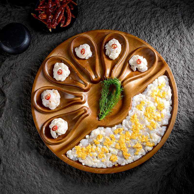 木质创意特色火锅店餐具十二个牛肉丸盘子套装虾滑勺小吃盘鱼滑盘,3C数码配件,摄像机配件,淘宝优惠券,粉丝福利购,淘宝优惠卷