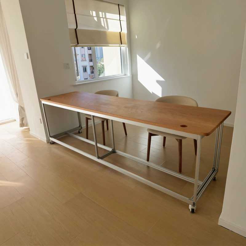 铝型材桌双人书桌靠墙长条桌工作台家用学生学习桌书房办公电脑桌