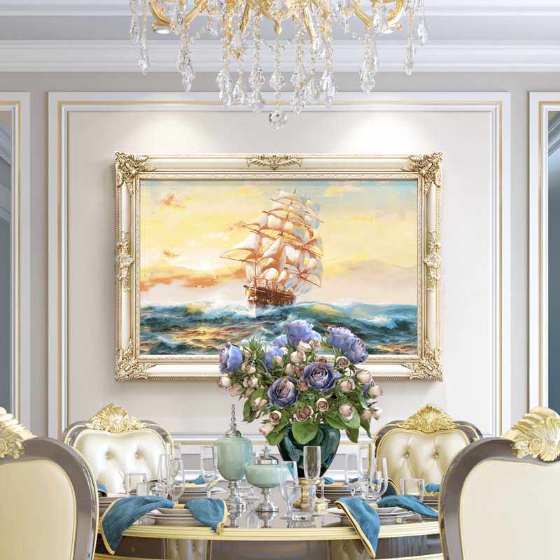 【一帆风顺】客厅油画餐厅装饰画沙发背景墙挂画壁画简欧油画