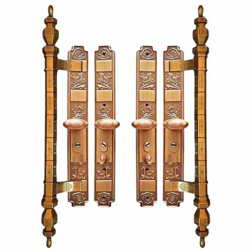 豪华别墅大门锁双开门对开门防盗门把手大门拉手通用型红古铁拉手