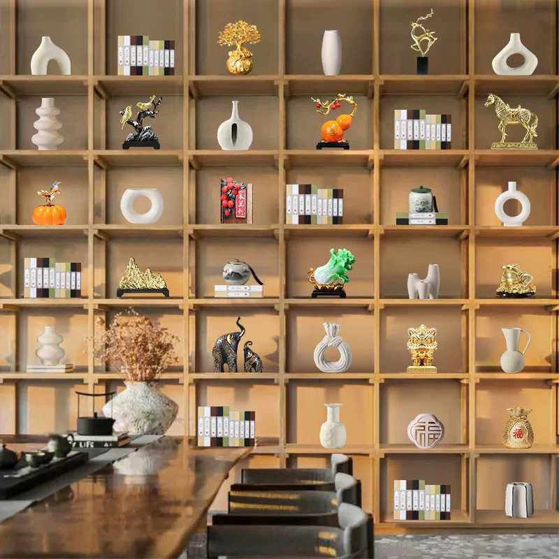 办公室老板领导办公桌书柜背景柜装饰品摆件高端大气上档次工艺品