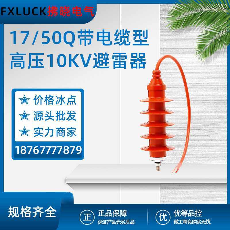HY5WS-17/50Q高压氧化锌避雷器10KV带引线电缆线配电型硅橡胶1组