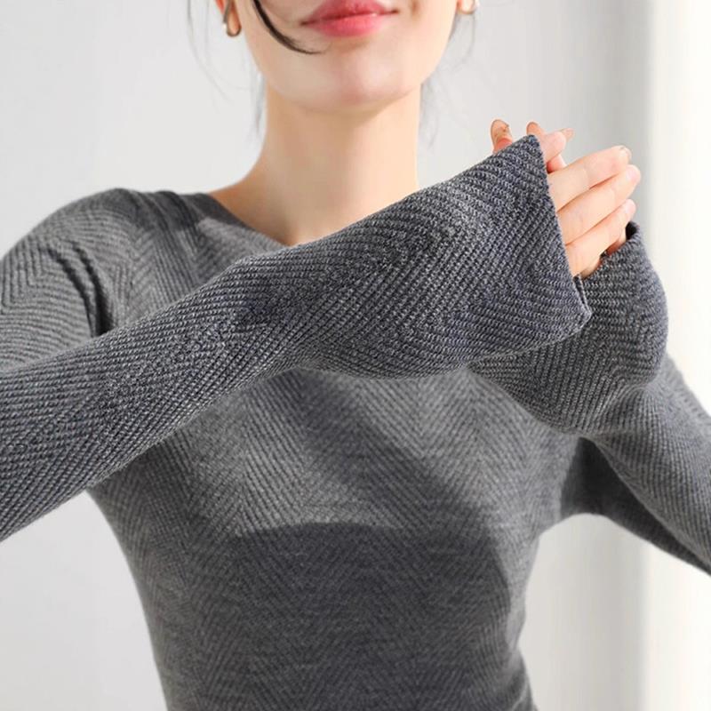 纸片人灰色高级感修身针织衫女秋冬老钱风叠穿毛衣内搭上衣打底衫