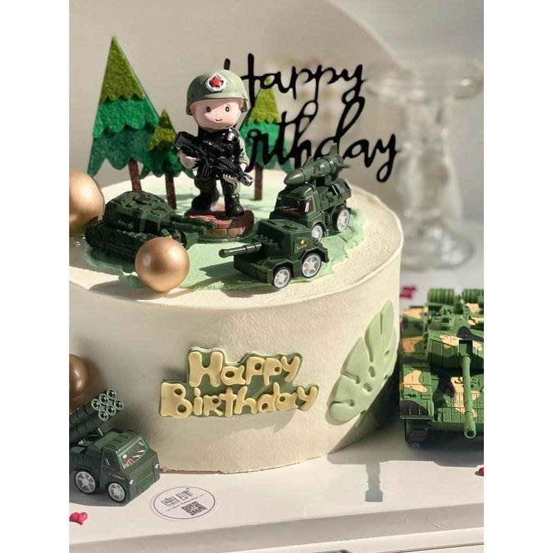飞机坦克车儿童男孩生日蛋糕装饰摆件军事系列模型摆件烘焙装扮
