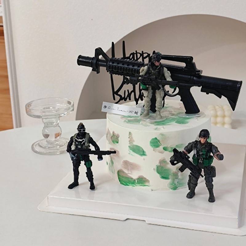 网红特种兵主题蛋糕装饰坦克飞机炮摆件男孩男生生日烘焙甜品摆件