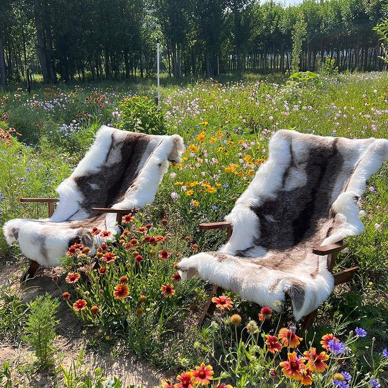 秋冬长毛加厚椅子垫坐垫摇摇椅躺椅靠背一体午睡毛毛垫懒人椅子垫