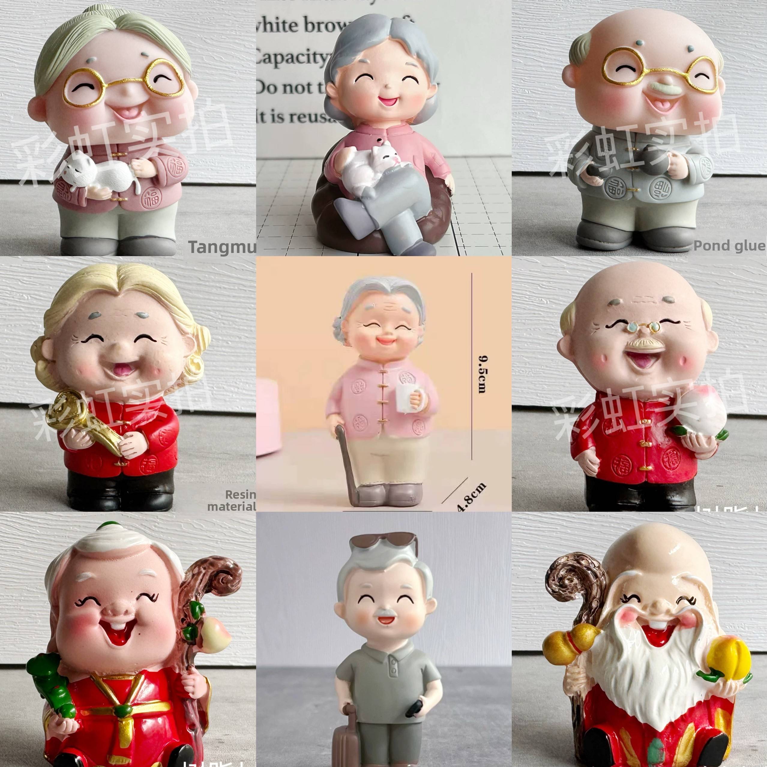 采购产品生日蛋糕装饰，树脂装饰品，红色长寿，长寿，桃子，爷爷