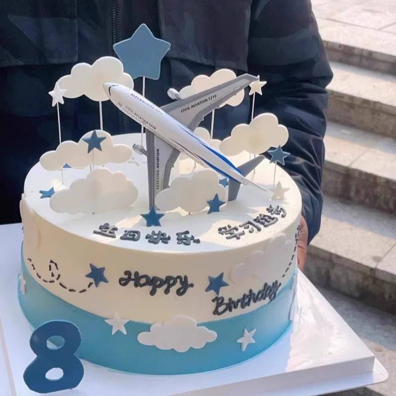 飞机蛋糕装饰摆件小飞机模型男孩女孩儿童生日插牌点缀烘焙插件