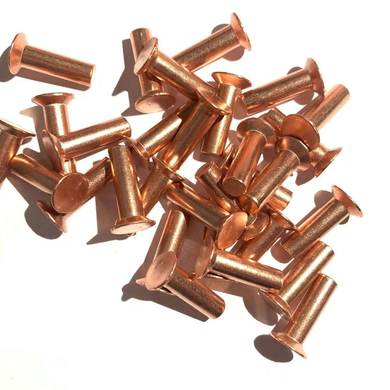 紫铜沉头实心铆钉铜沉头帽铜钉敲击平锥头柳钉M2M3M4M5M6攒铜