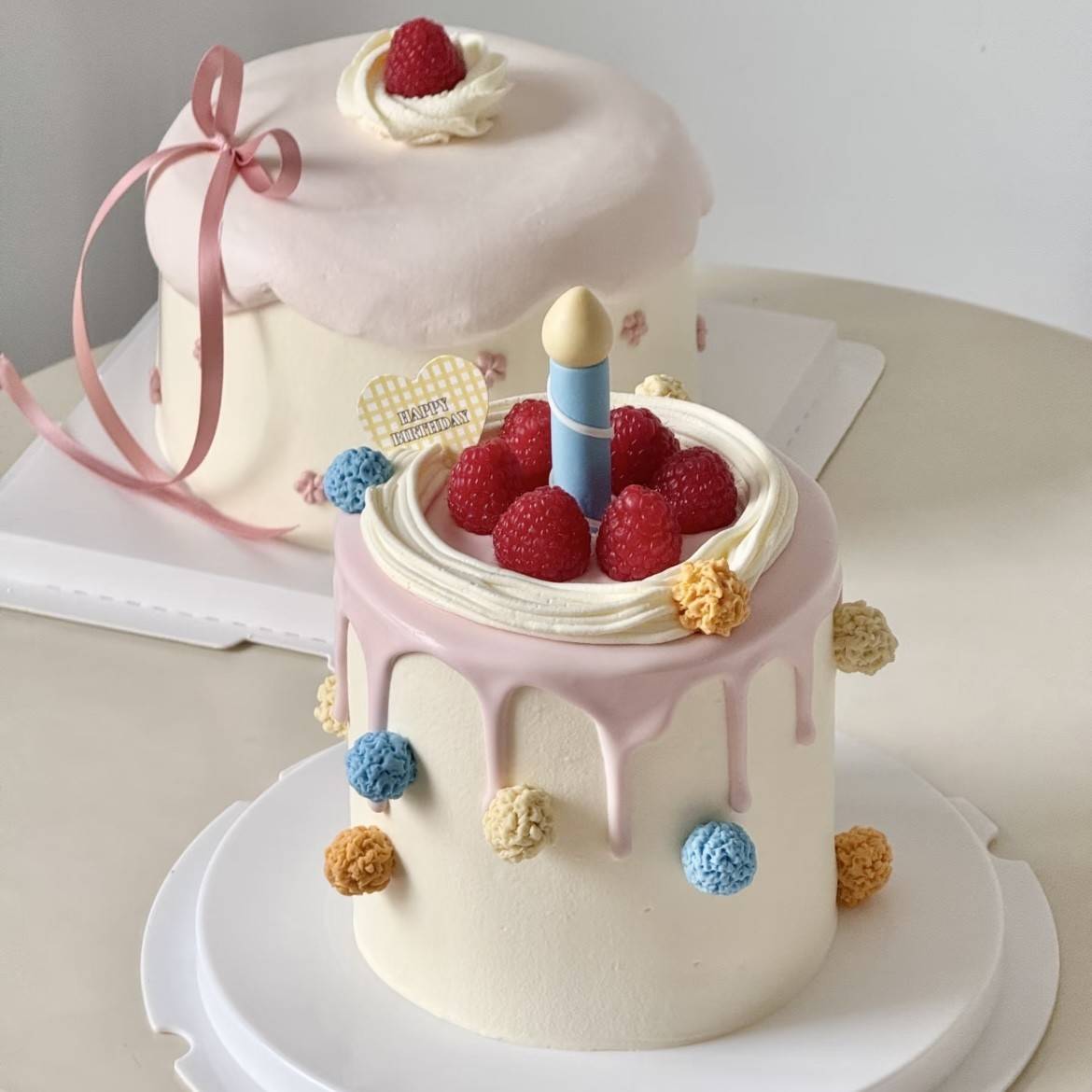 韩国ins蜡烛蛋糕装饰摆件软胶彩色小球卡通生日蜡烛烘焙装扮插件