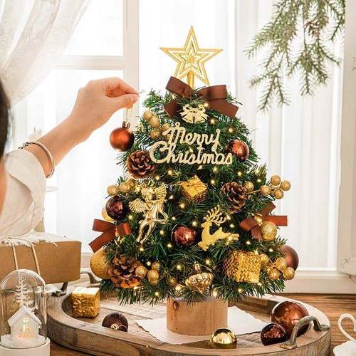 小型圣诞树装饰品家用迷你桌面摆件diy材料包圣诞节装饰2024新款