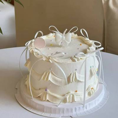 网红ins风蛋糕装饰摆件丝带蝴蝶结爱心直立蜡烛蛋糕装饰烘焙装扮