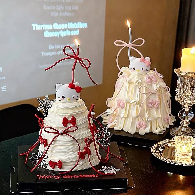 2026圣诞节许愿树蛋糕装饰蝴蝶结KT小猫蝴蝶结甜品装扮摆件插件