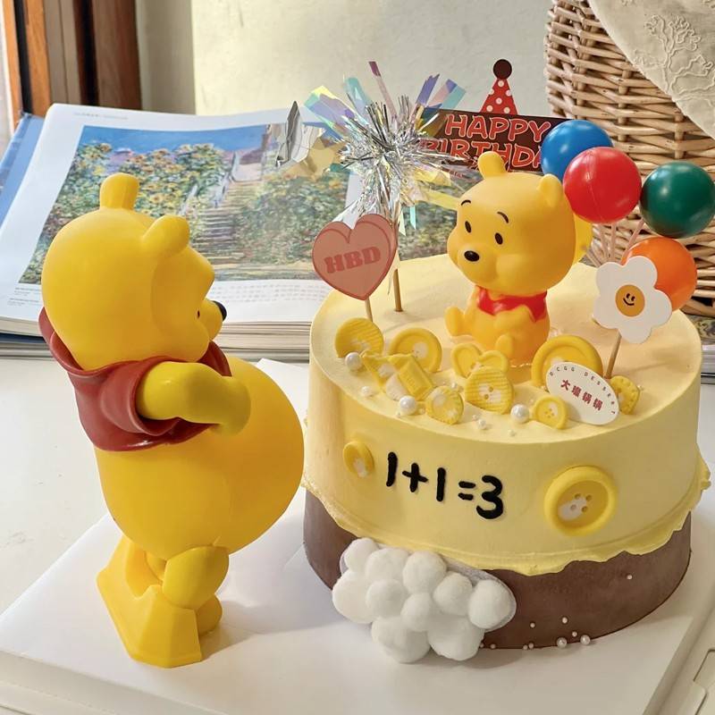 大肚子维尼熊蛋糕装饰摆件可爱大肚熊怀孕孕妈妈生日烘焙装扮插件