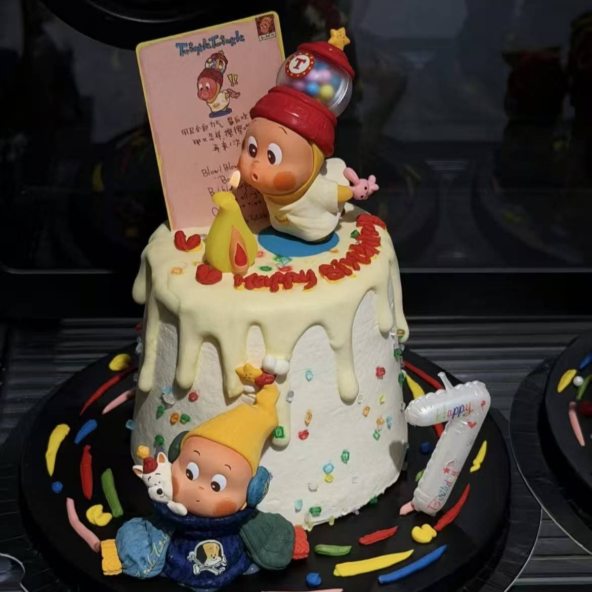 星星人蛋糕装饰卡通吹泡泡星星人摆件儿童派对生日甜品烘焙插件