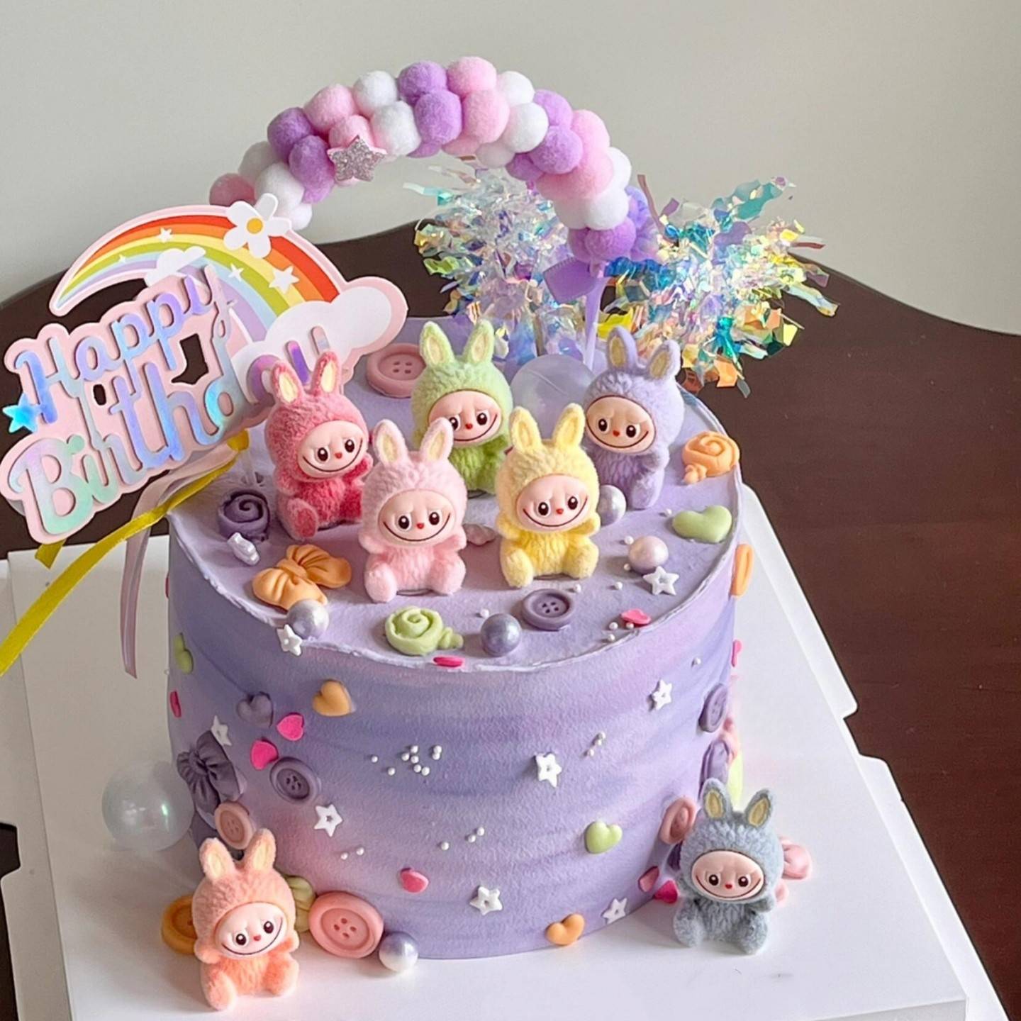 网红布布头bubu坐姿小兔子蛋糕装饰摆件儿童小孩生日装扮插件