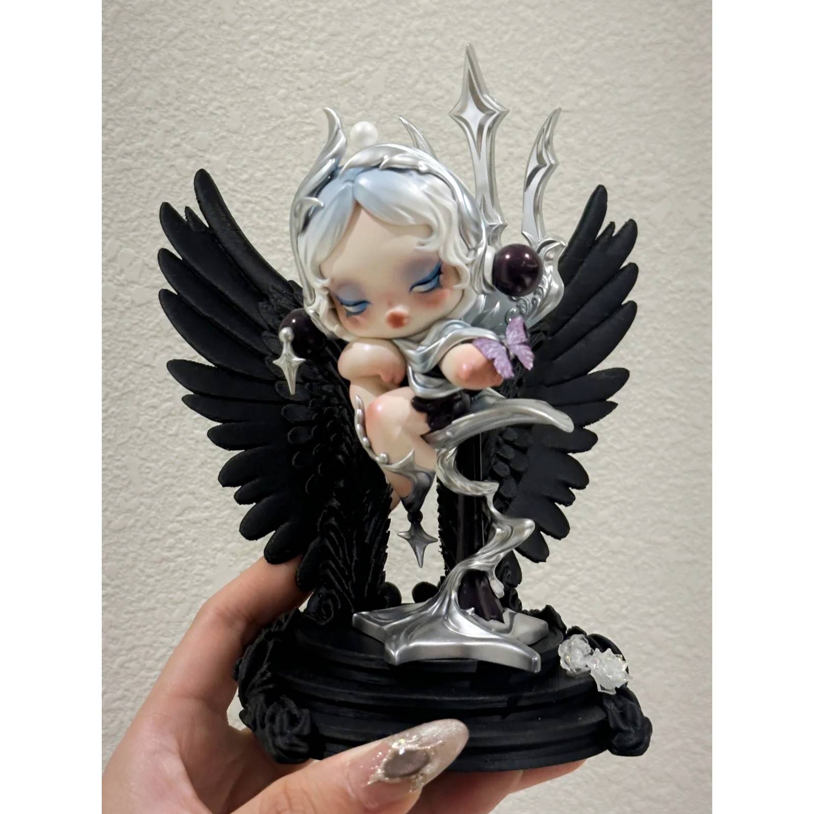 SP餐桌系列黑天使翅膀展示底座手办盲盒收纳盒玩具圣诞礼物摆件