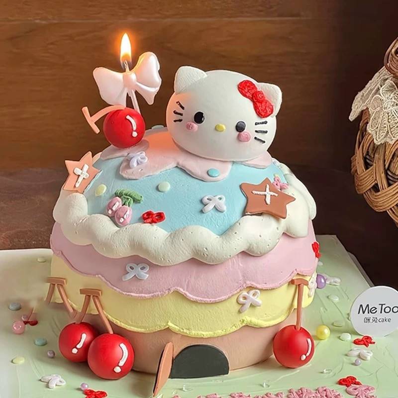 网红卡通可爱KT猫蛋糕装饰摆件三丽鸥女孩公主生日派对装扮插件