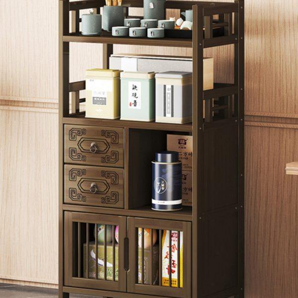 博古架实木中式茶叶展示柜多宝阁茶室茶叶置物架子茶具摆件收纳柜