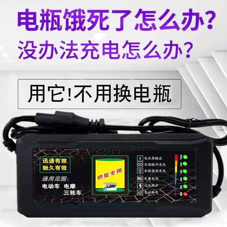 自动关机电动车铅酸电池充电器48V12AH60V20AH72V30A两轮三轮通用