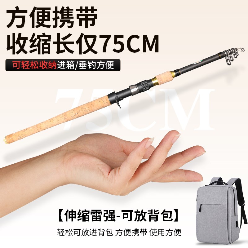 伸缩路亚雷强XH硬调锚竿2.1-3米碳素短节便携枪直柄船Z钓超硬海竿
