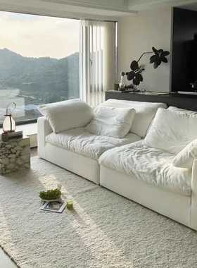 7K极简布艺直排羽绒cloud云沙发小户型民宿侘寂风奶油风棉麻可拆