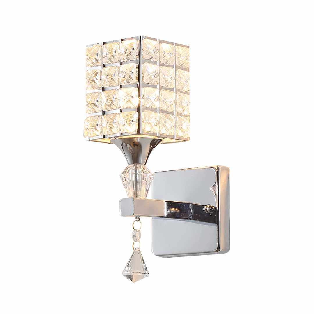 简约现代银色单头K9水晶壁灯创意艺术床头灯镜前灯卧室