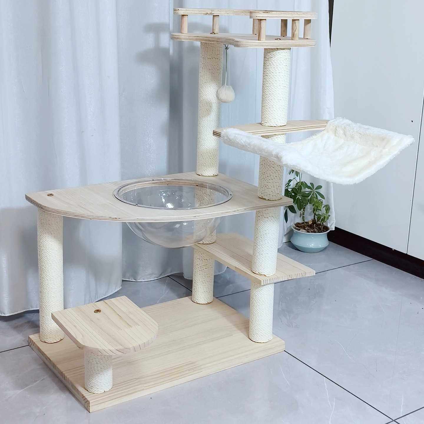 全实木1.5cm加厚板材小户型落地木柱结实猫爬架矮脚幼猫树窝一体,电子元器件市场,其它元器件,淘宝优惠券,粉丝福利购,淘宝优惠卷