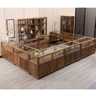 展柜陈列柜首饰榆木中式仿古实木玻璃货柜珠宝展示柜玉器柜台瑞序