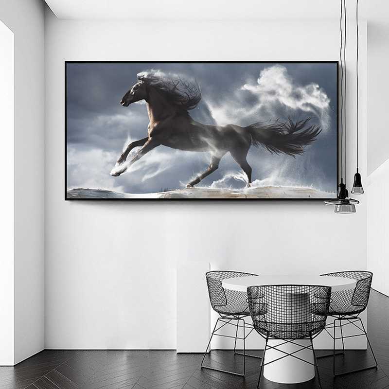 骏马驰骋简约现代客厅大幅装饰画马画样板间挂画沙发背景墙墙画