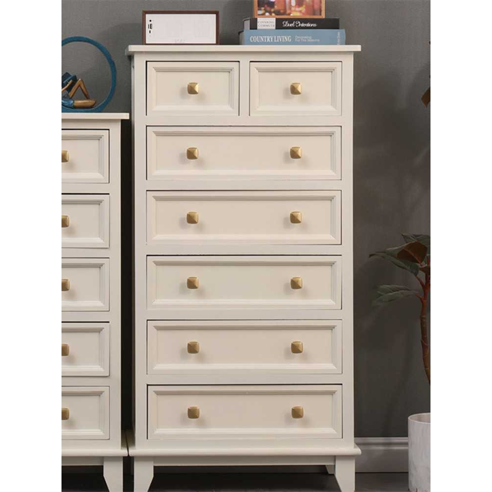美式五斗柜实木卧室靠墙收纳抽屉柜现代简约客厅斗柜白色储物柜