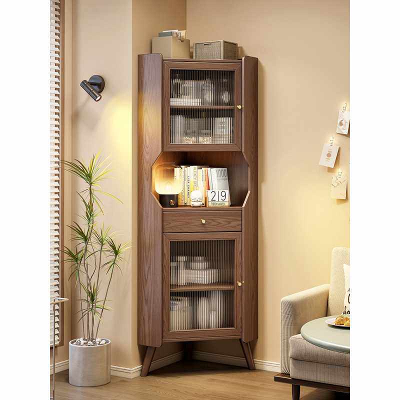 实木三角形转角柜墙角柜沙发边拐角靠墙小型置物架客厅餐边柜酒柜