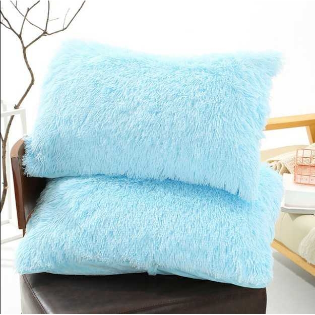 7YX 枕套一个装纯色珊瑚绒冬天季保暖单人枕芯套水貂绒绒毛绒