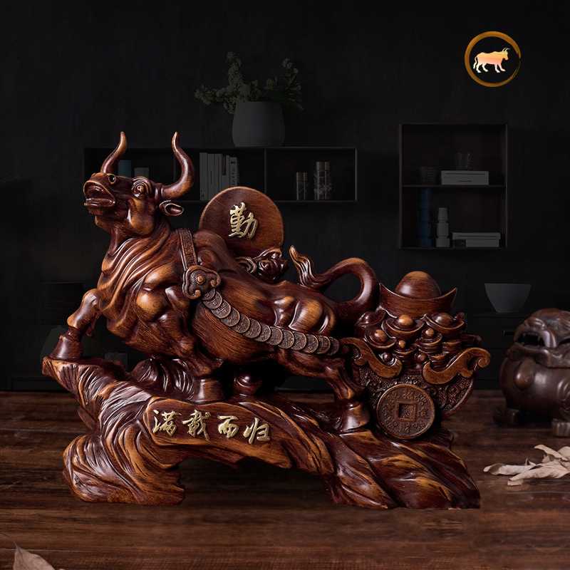 新中式天道酬勤牛摆件家居装饰品树脂工艺品客厅礼物节日礼物手工
