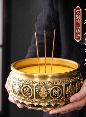 铜香炉供杯果盘电蜡烛台供奉套装