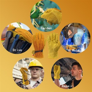 牛皮手套工地干活农用园艺汽车维修D牛皮防护工作手套劳保手套耐