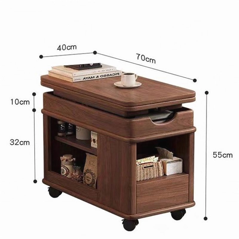 移动式折叠茶几实木沙发小推车古风简约折叠茶Q几多功能家用小户