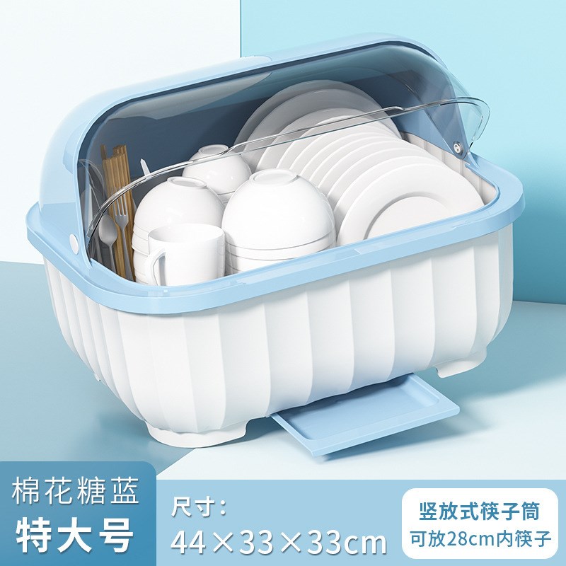 碗筷收纳盒碗盘柜带盖子装餐具碗盘箱放G碗家用置物厨房碗架沥水