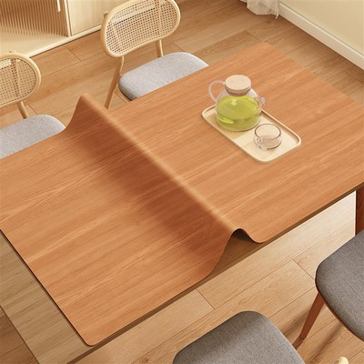 仿实木纹餐桌垫桌布免洗防油防水轻奢高级感防烫原木Y色桌面茶几