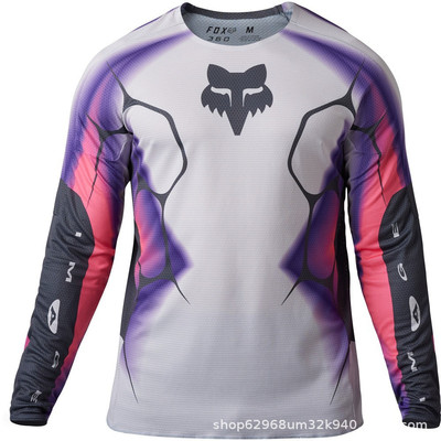 新款速降服T恤狐狸头山地直行车骑行服装越野摩托赛车透气速干衣