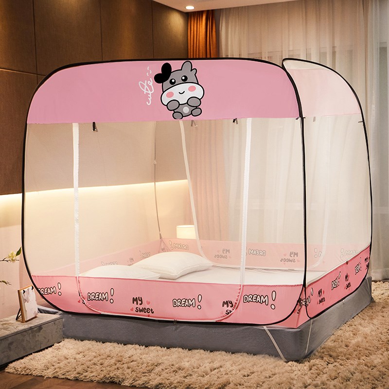 蚊帐免安装蒙古包1l.8m床双人家用方顶拉链1.5米三开门1.2学生宿
