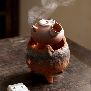 围炉煮茶纯手工粗陶茶壶复古老岩泥煮茶器家用陶T瓷功夫茶具煮茶